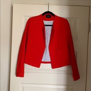 Red open front blazer